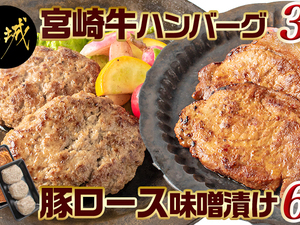 宮崎牛ハンバーグ・豚ロース味噌漬けAセット