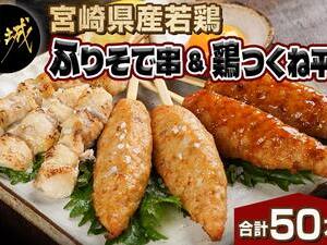 宮崎県産若鶏ふりそで串30本&鶏つくね平串20本セット (計2kg)