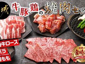 牛・豚・鶏の焼肉セット(宮崎牛ロース肉・豚バラ肉・若鶏もも肉)