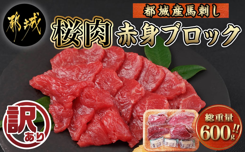 【訳あり】都城産馬肉 赤身ブロック 総重量600g!