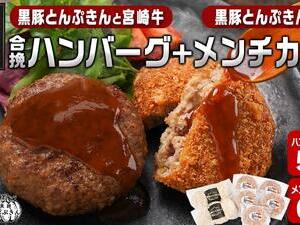 溢れる肉汁☆黒豚とんぷきんと宮崎牛の合挽ハンバーグ5個&黒豚とんぷきんメンチカツ6個セット